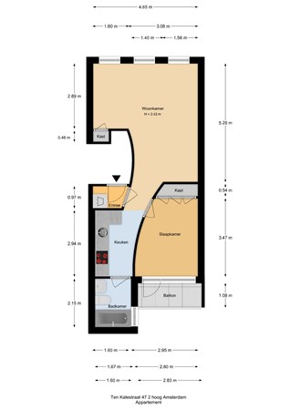 Floorplan - Ten Katestraat, 1053 BX Amsterdam